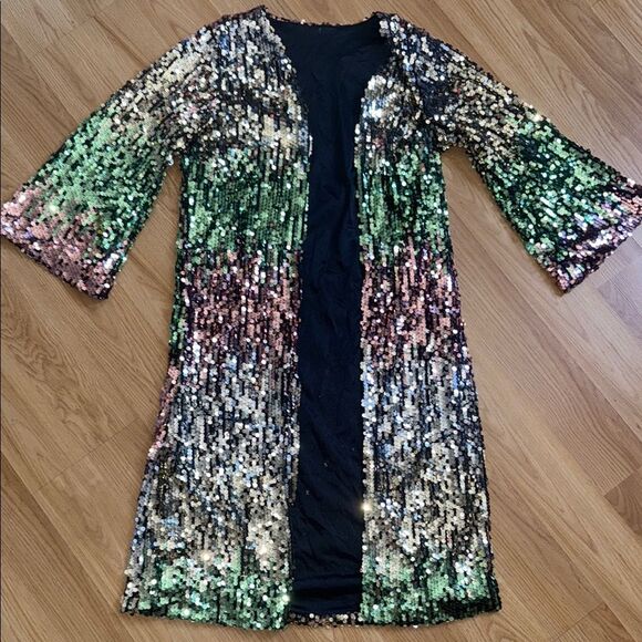Sequin Multicolor Open Front Kimono Size Small Costume - Picture 1 of 3